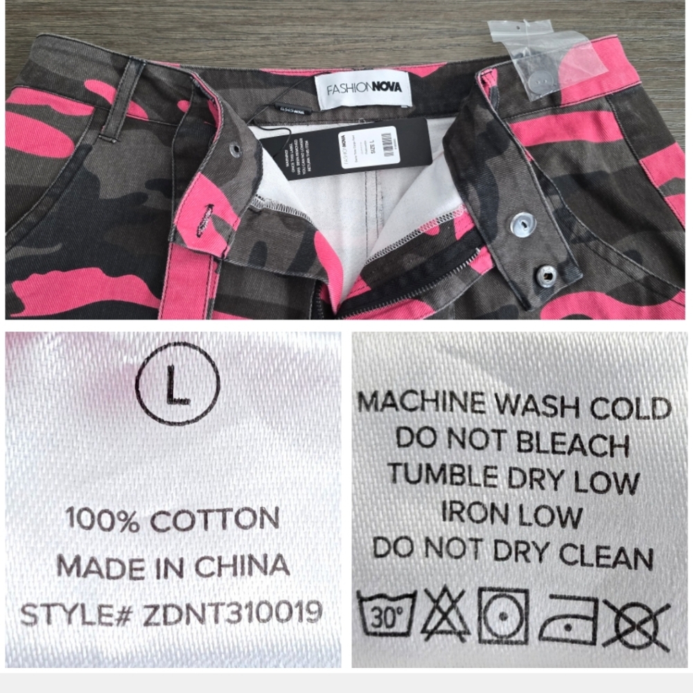Fashion Nova Pink/Combo Cargo Pants Size L - Picture 5 of 10